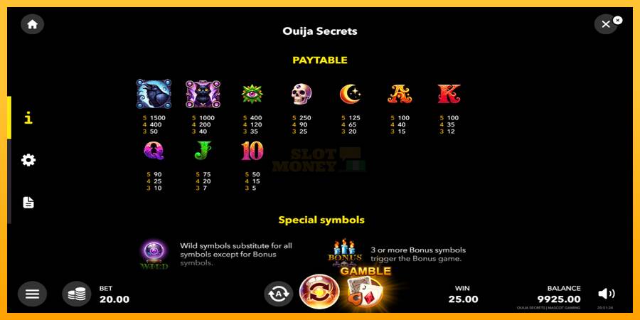 Ouija Secrets máquina de juego por dinero, imagen 5