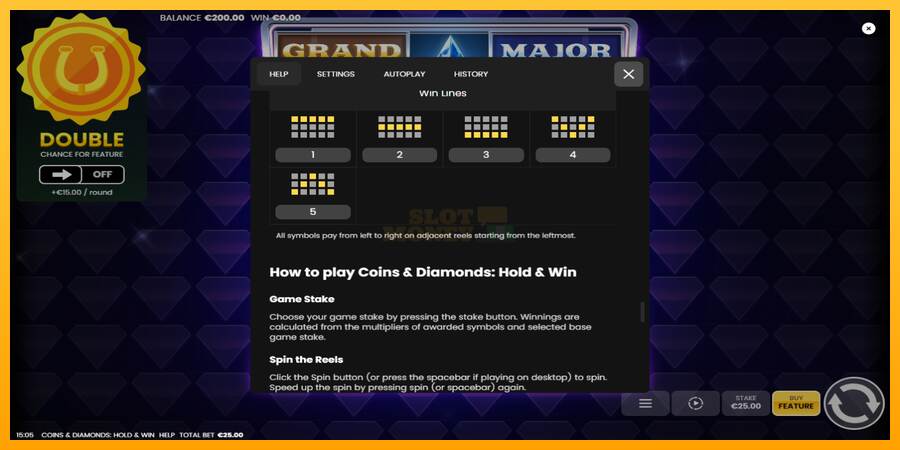 Coins & Diamonds: Hold and Win máquina de juego por dinero, imagen 7