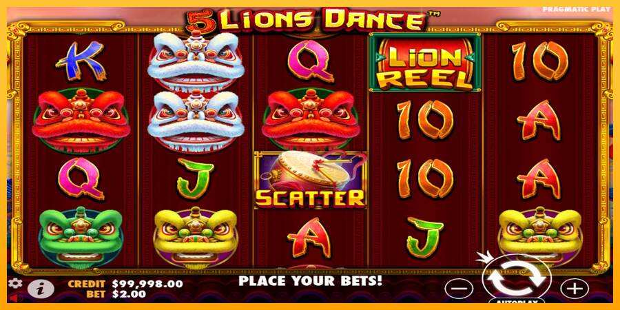 5 Lions Dance máquina de juego por dinero, imagen 2