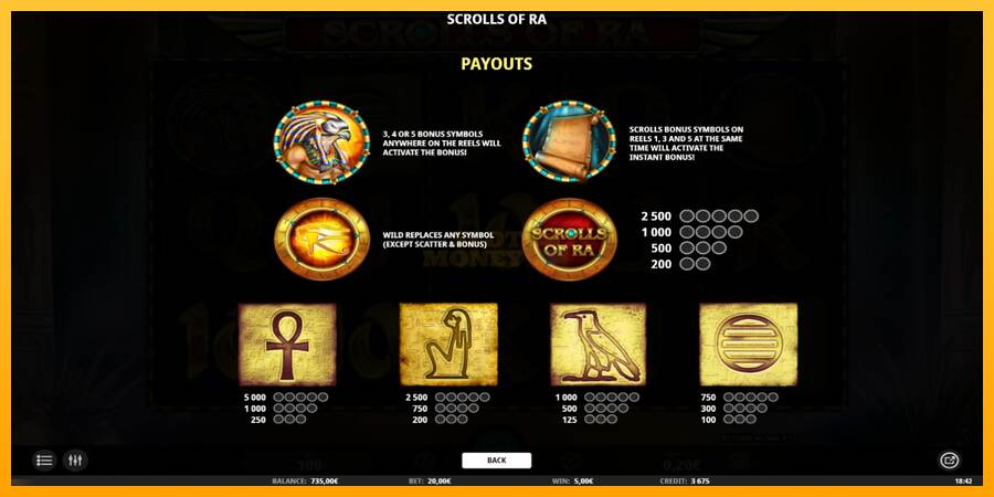 Scrolls of RA máquina de juego por dinero, imagen 4