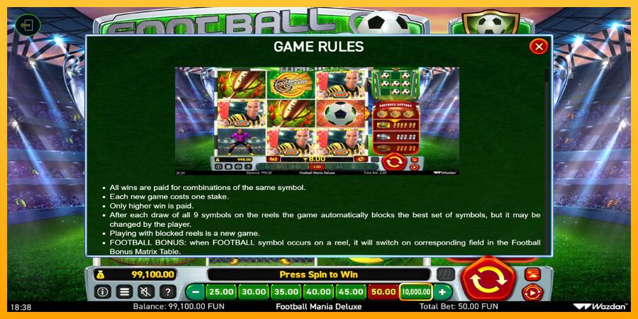 Football Mania Deluxe máquina de juego por dinero, imagen 6