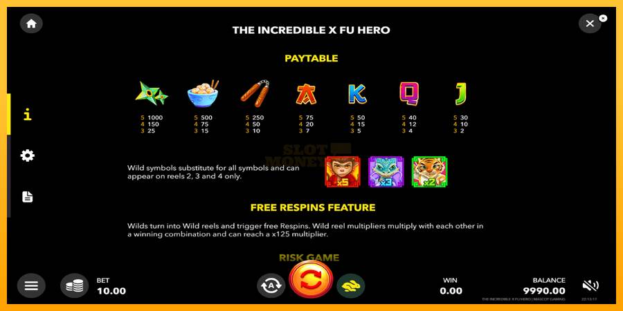 The Incredible X Fu Hero máquina de juego por dinero, imagen 5