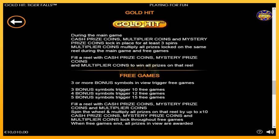 Gold Hit: Tiger Falls máquina de juego por dinero, imagen 6