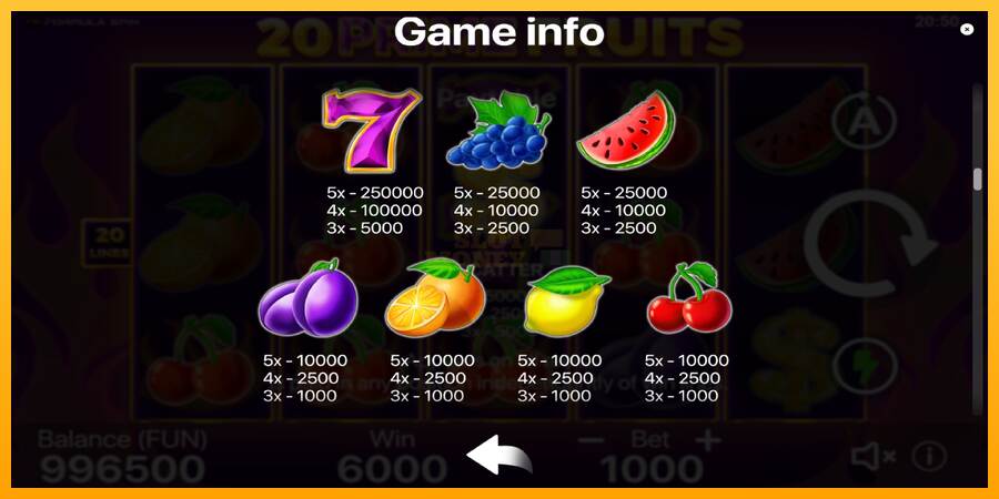 20 Prime Fruits máquina de juego por dinero, imagen 6