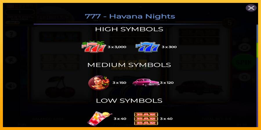 777 - Havana Nights máquina de juego por dinero, imagen 5