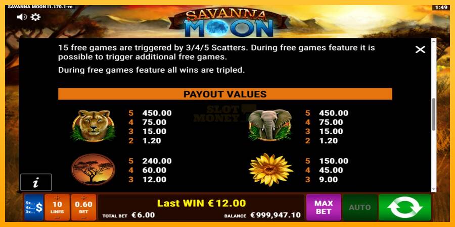 Savanna Moon máquina de juego por dinero, imagen 6