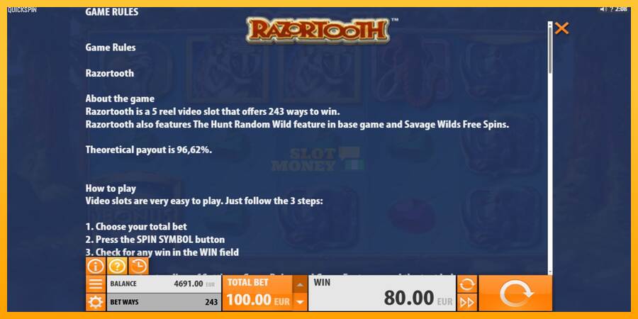 Razortooth máquina de juego por dinero, imagen 8