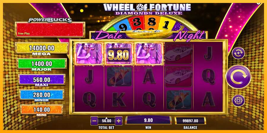 PowerBucks Wheel of Fortune Diamonds Deluxe Date Night máquina de juego por dinero, imagen 3