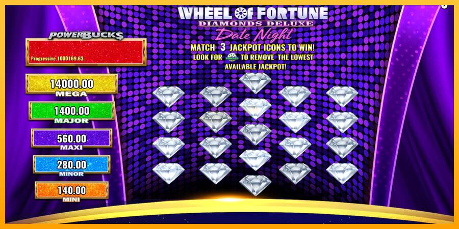 PowerBucks Wheel of Fortune Diamonds Deluxe Date Night máquina de juego por dinero, imagen 4