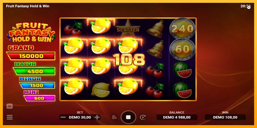 Fruit Fantasy Hold & Win máquina de juego por dinero, imagen 3