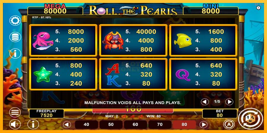 Roll The Pearls Hold & Win máquina de juego por dinero, imagen 5