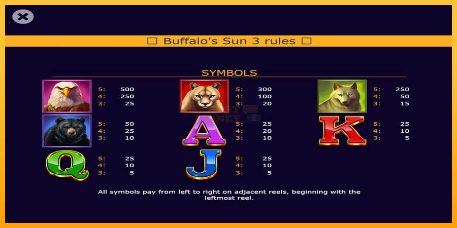 Buffalos Sun 3 máquina de juego por dinero, imagen 4