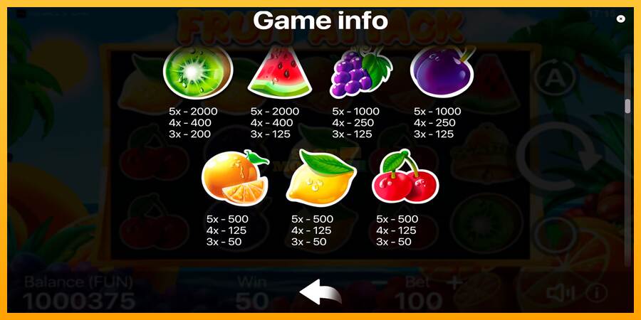 Fruit Attack máquina de juego por dinero, imagen 6