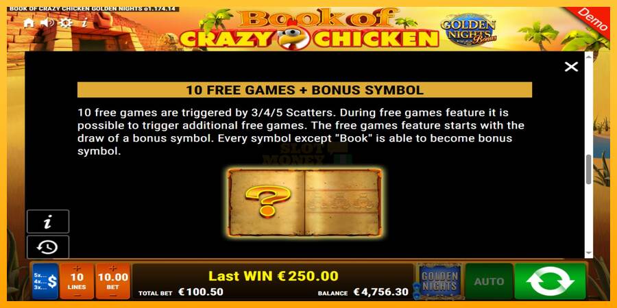 Book of Crazy Chicken Golden Nights máquina de juego por dinero, imagen 8