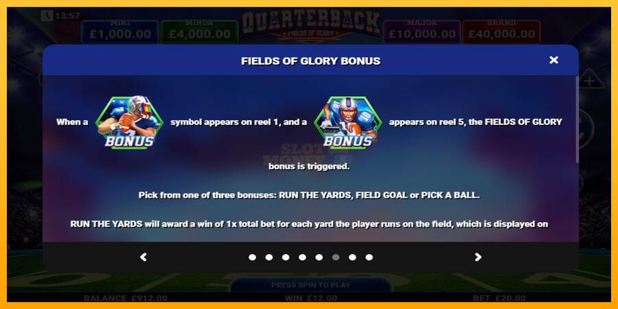 Quarterback Fields of Glory máquina de juego por dinero, imagen 7