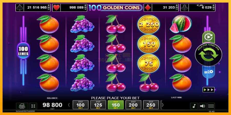 100 Golden Coins máquina de juego por dinero, imagen 2