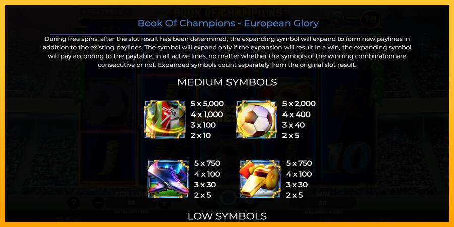 Book of Champions - European Glory máquina de juego por dinero, imagen 5