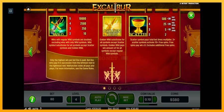 Excalibur máquina de juego por dinero, imagen 6