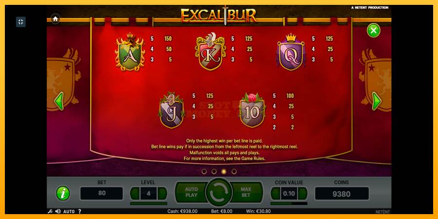 Excalibur máquina de juego por dinero, imagen 8