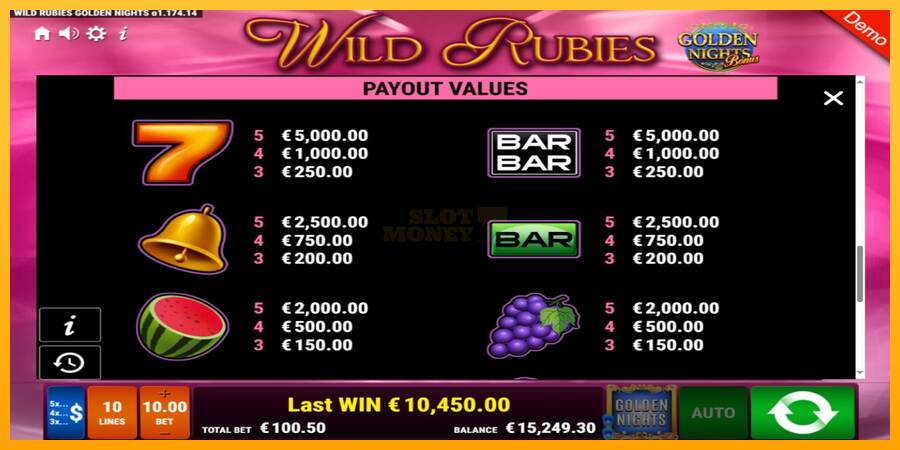 Wild Rubies Golden Nights máquina de juego por dinero, imagen 7