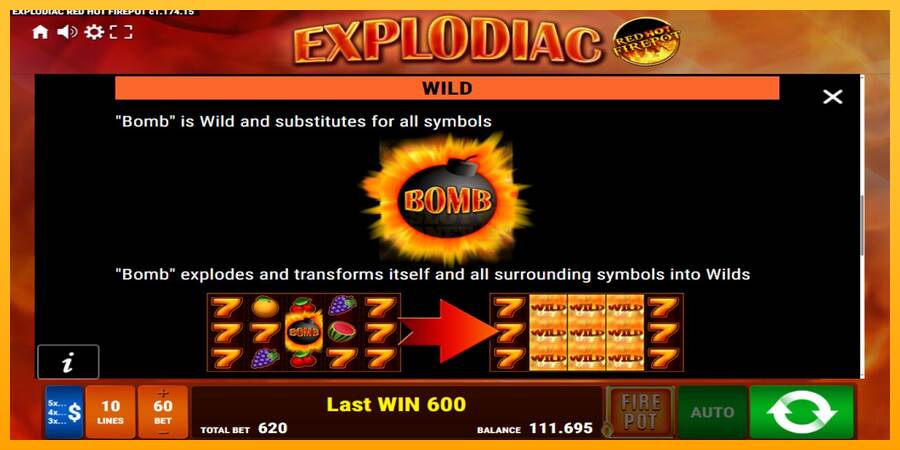 Explodiac Red Hot Firepot máquina de juego por dinero, imagen 8