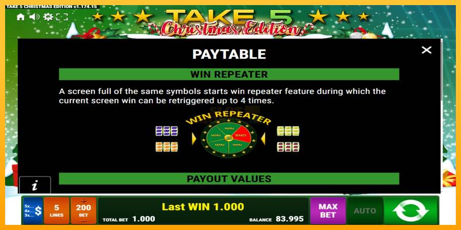 Take 5 Christmas Edition máquina de juego por dinero, imagen 5