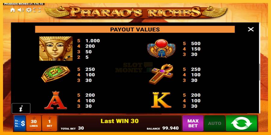 Pharaos Riches máquina de juego por dinero, imagen 7