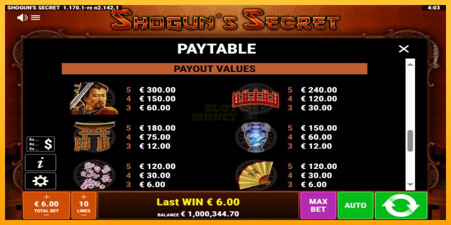 Shoguns Secret máquina de juego por dinero, imagen 7