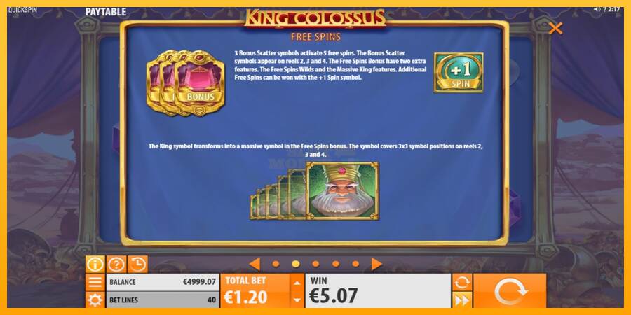 King Colossus máquina de juego por dinero, imagen 5