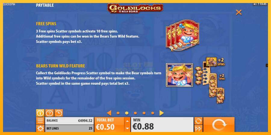 Goldilocks and the Wild Bears máquina de juego por dinero, imagen 5