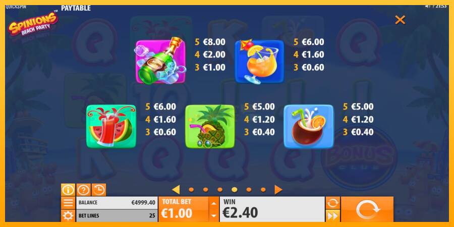 Spinions Beach Party máquina de juego por dinero, imagen 7