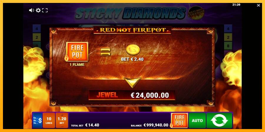 Sticky Diamonds Red Hot Firepot máquina de juego por dinero, imagen 4