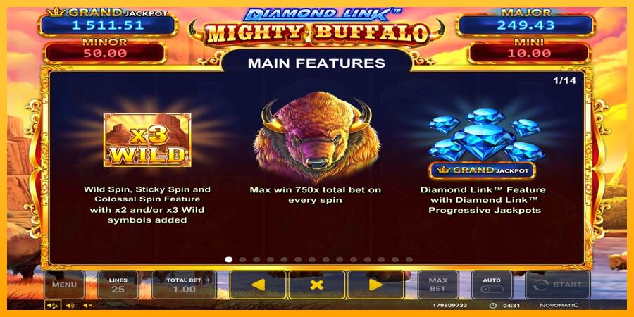 Diamond Link Mighty Buffalo máquina de juego por dinero, imagen 3