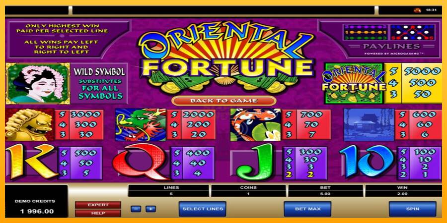 Oriental Fortune máquina de juego por dinero, imagen 5