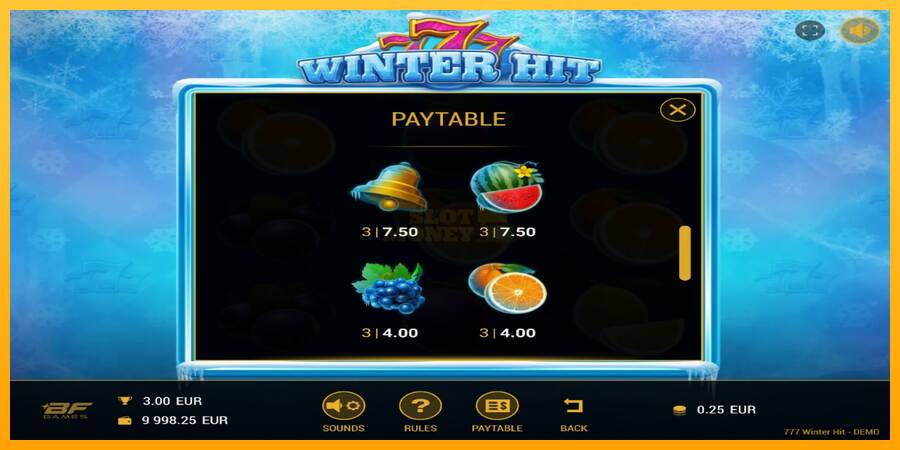 777 Winter Hit máquina de juego por dinero, imagen 4