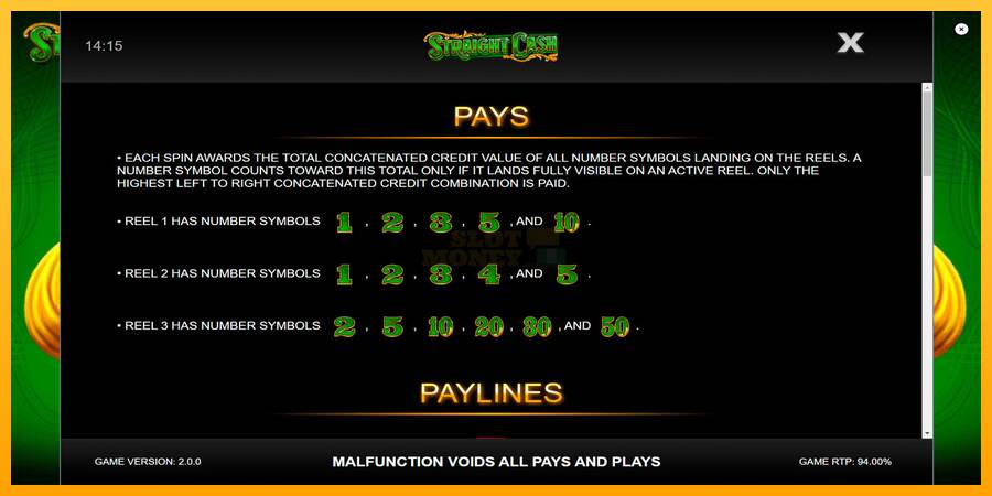 Straight Cash máquina de juego por dinero, imagen 5