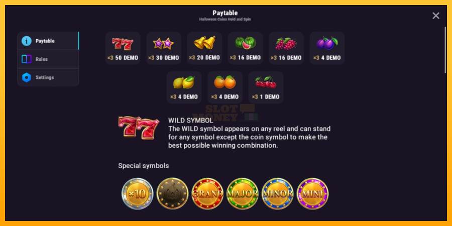 Halloween Coins Hold and Spin máquina de juego por dinero, imagen 4