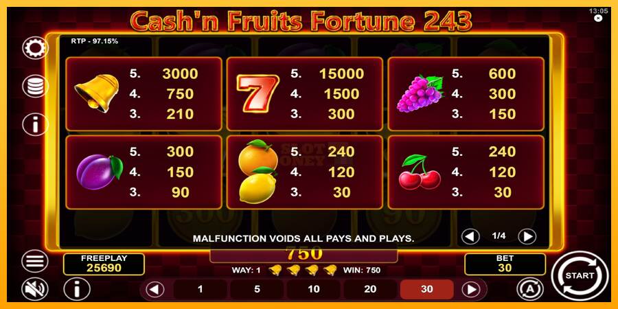 Cashn Fruits Fortune 243 máquina de juego por dinero, imagen 6