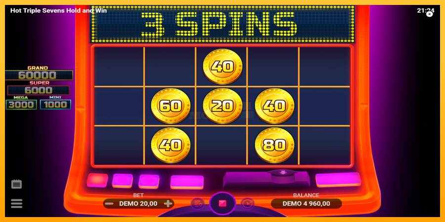 Hot Triple Sevens Hold & Win máquina de juego por dinero, imagen 3