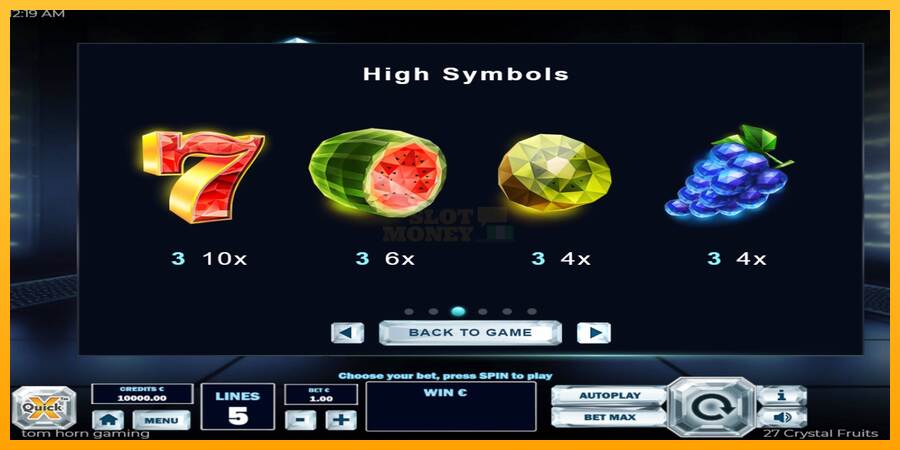 27 Crystal Fruits máquina de juego por dinero, imagen 6