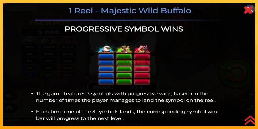 1 Reel Majestic Wild Buffalo máquina de juego por dinero, imagen 5