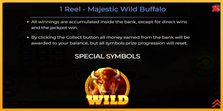 1 Reel Majestic Wild Buffalo máquina de juego por dinero, imagen 6