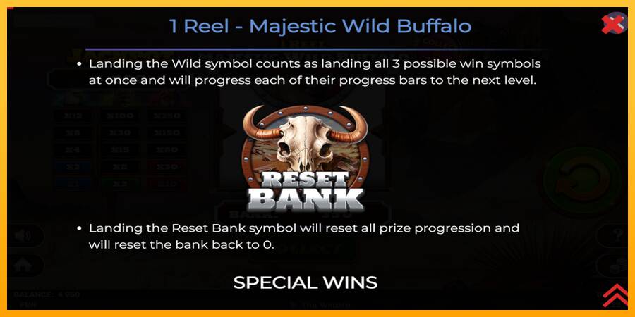 1 Reel Majestic Wild Buffalo máquina de juego por dinero, imagen 7